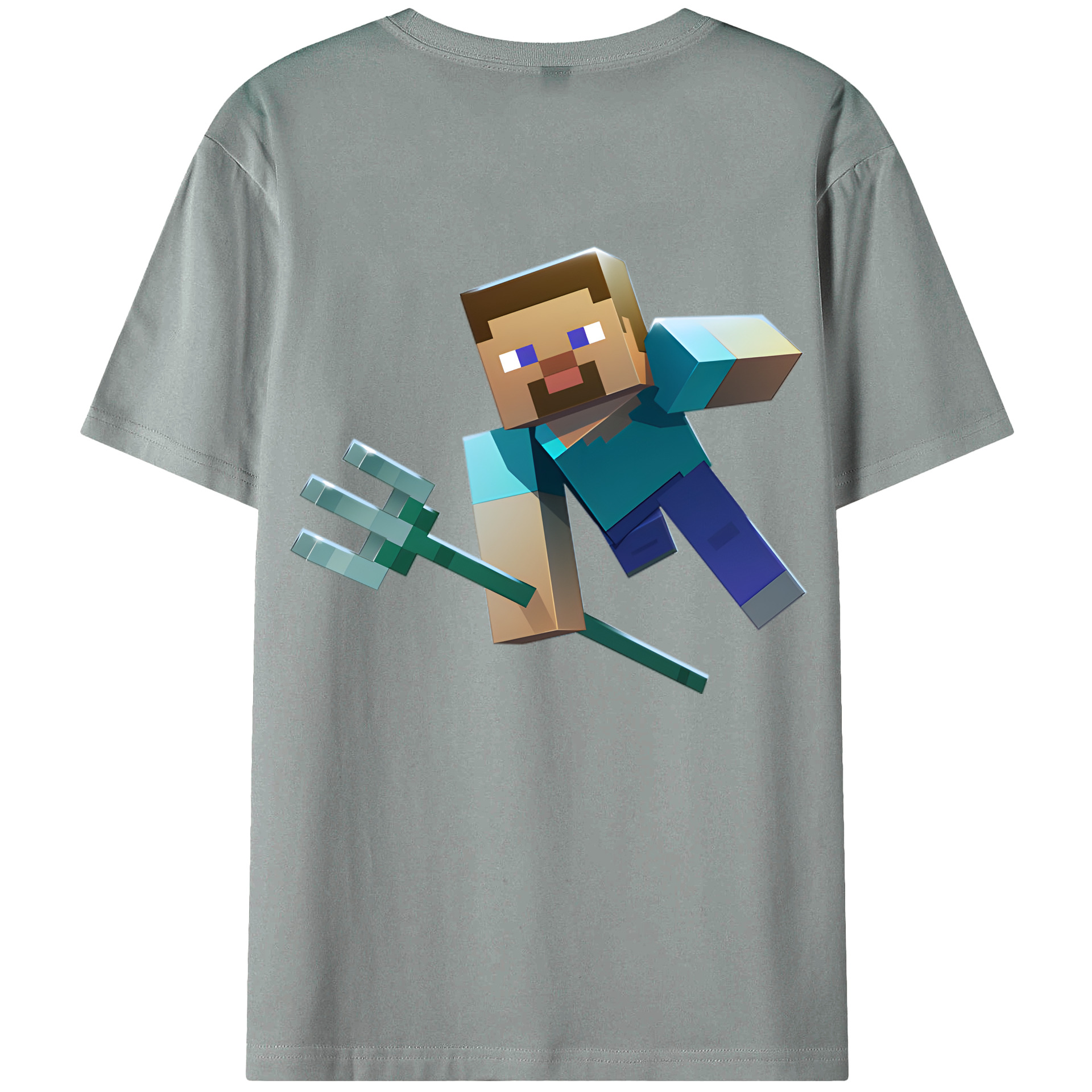 （画像用） マインクラフト ブロックの世界 Minecraft MC Block world 綿100％ メンズ半袖Tシャツ（バックプリント） 通気性